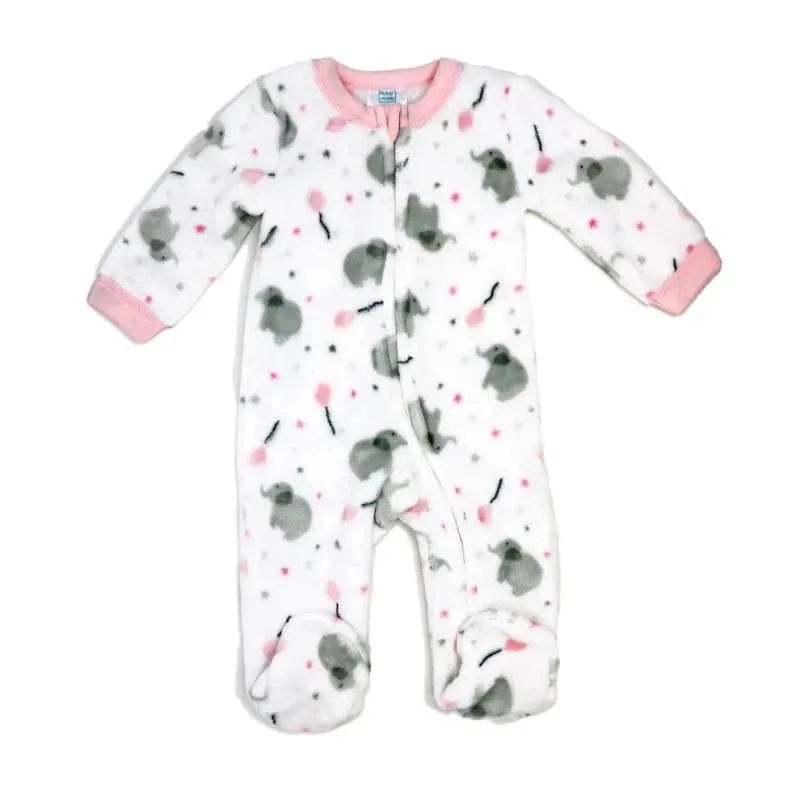 Rose Textile – Baby Girls Printed Fleece Sleeper Pink Elephant